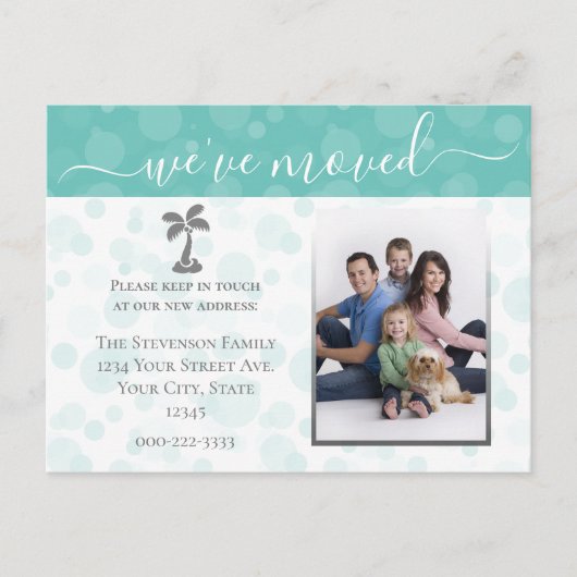 Aankondiging verhuizing strandfoto Nieuw adres (Voorkant)