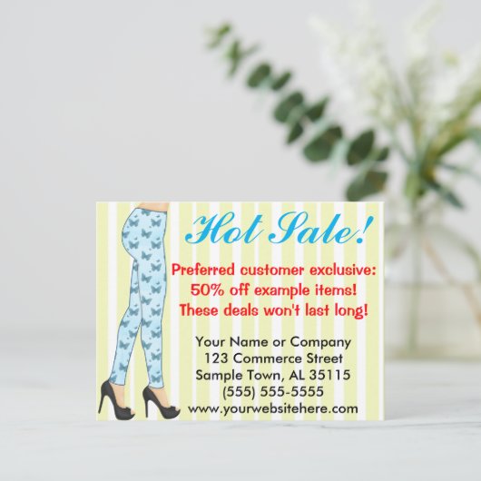 Aankondiging verkoop mode Leggings Briefkaart (Staand voorkant)