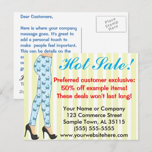 Aankondiging verkoop mode Leggings Briefkaart (Voorkant / Achterkant)