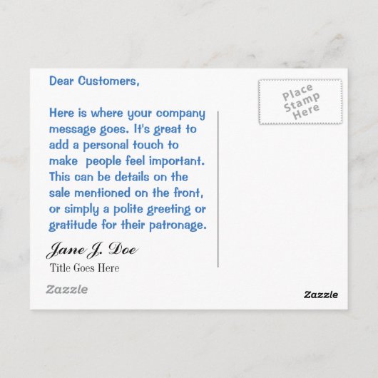 Aankondiging verkoop mode Leggings Briefkaart (Achterkant)