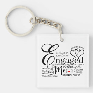 Aankondiging verloofde collage bruiloft sleutelhanger