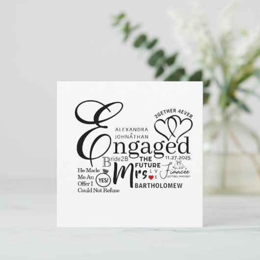 Aankondiging verloofde collage foto bruiloft (Staand voorkant)