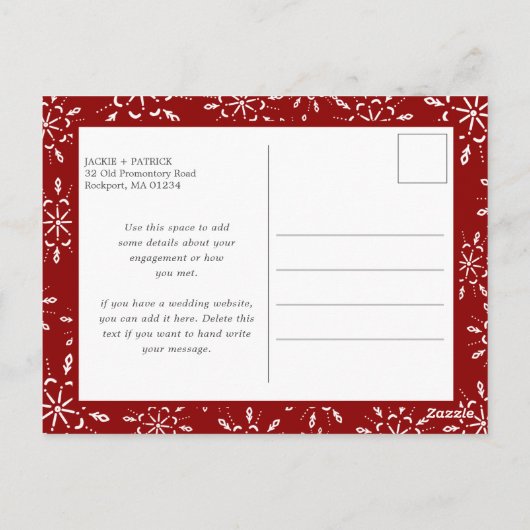 Aankondiging verloving 2 Foto Snowflake Pattern Briefkaart (Achterkant)