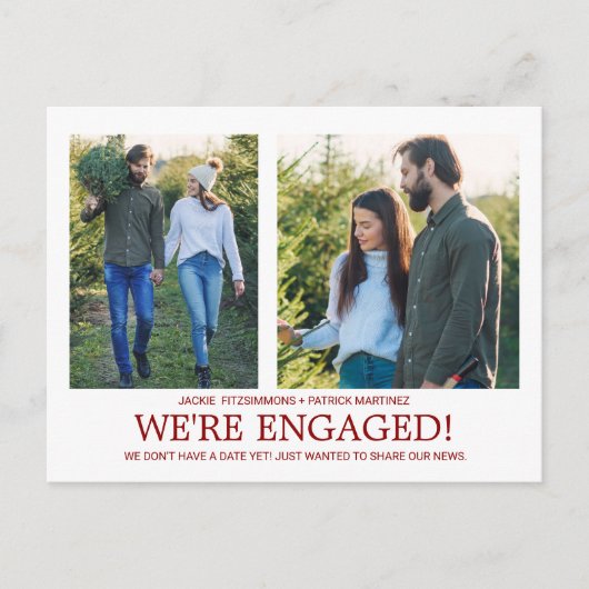 Aankondiging verloving 2 Foto Snowflake Pattern Briefkaart (Voorkant)