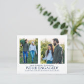 Aankondiging verloving 2 Foto Snowflake Pattern Briefkaart (Staand voorkant)