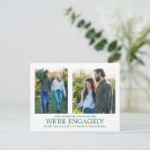 Aankondiging verloving 2 Foto Snowflake Pattern Briefkaart (Staand voorkant)