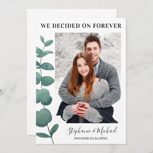 Aankondiging Verloving Eucalyptus Foto (Voorkant / Achterkant)