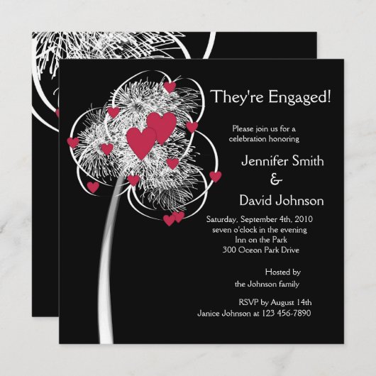 Aankondiging Verloving Fireworks & Hearts Tree (Voorkant / Achterkant)