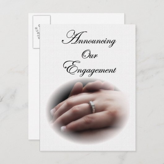 Aankondiging verloving hand met ring (Voorkant / Achterkant)