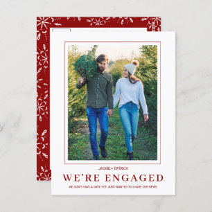 Aankondiging Verloving PHOTO Snowflake Winter Briefkaart