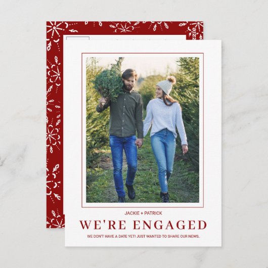 Aankondiging Verloving PHOTO Snowflake Winter Briefkaart (Voorkant / Achterkant)