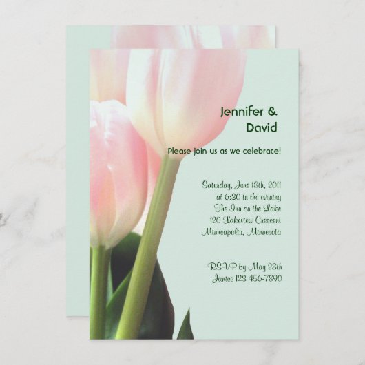 Aankondiging Verloving roze tulpen (Voorkant / Achterkant)