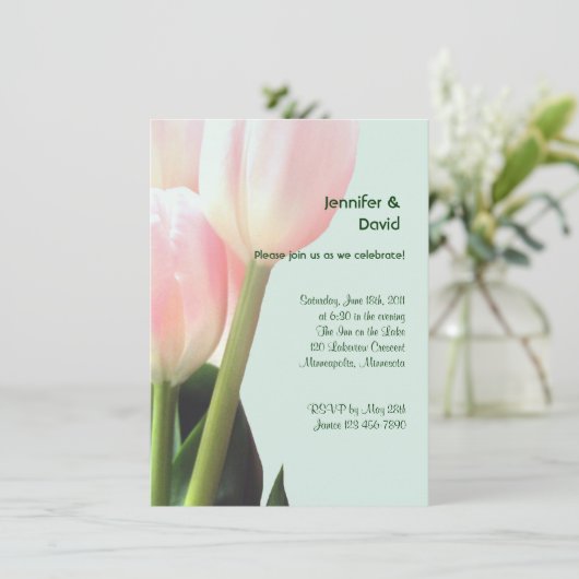 Aankondiging Verloving roze tulpen (Staand voorkant)