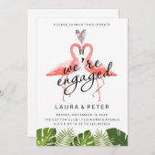 aankondiging verloving | tropisch blad flamingos (Voorkant / Achterkant)