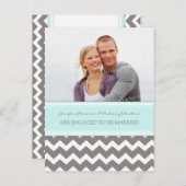 Aankondiging Verlovingsfoto Postkaart Blauw Grijs (Voorkant / Achterkant)