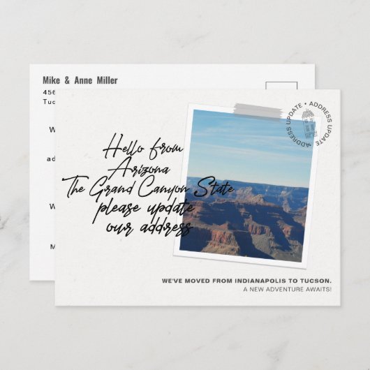 Aankondiging verplaatsen bestemming Arizona (Voorkant / Achterkant)