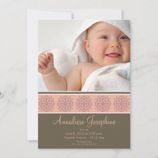 Aankondiging Victoriaans stempel: roze (Voorkant)