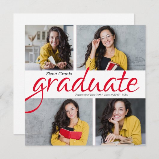 Aankondiging vier foto-Afstuderen (Voorkant / Achterkant)