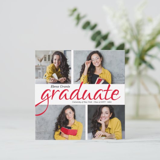 Aankondiging vier foto-Afstuderen (Staand voorkant)