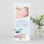 Aankondiging vogelfoto en bloesem Aangepaste foto (Staand voorkant)