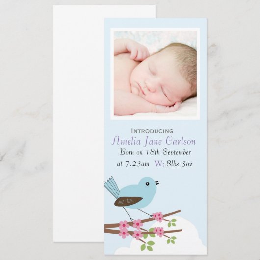 Aankondiging vogelfoto en bloesem Aangepaste foto  (Voorkant / Achterkant)