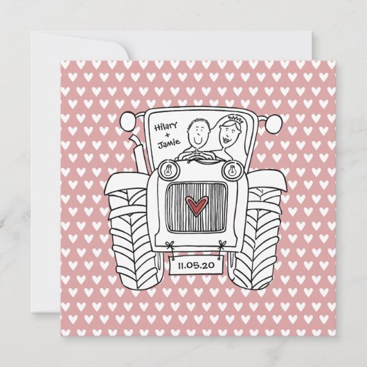 Aankondiging voor Aangepaste landbruiloft tractor (Voorkant)