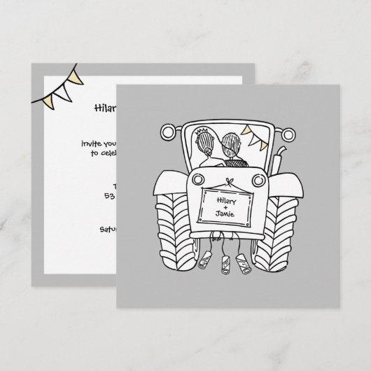 Aankondiging voor Aangepaste landbruiloft tractor (Voorkant / Achterkant)