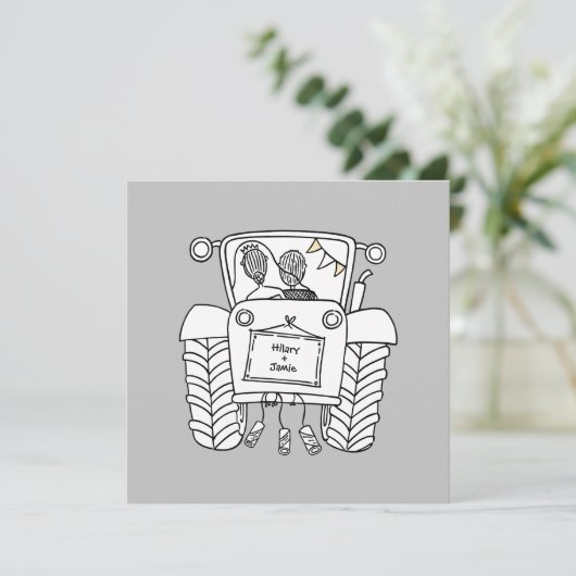 Aankondiging voor Aangepaste landbruiloft tractor (Staand voorkant)