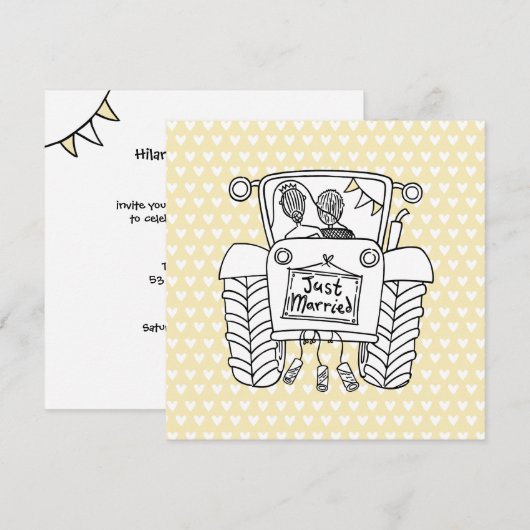 Aankondiging voor Aangepaste landbruiloft tractor (Voorkant / Achterkant)