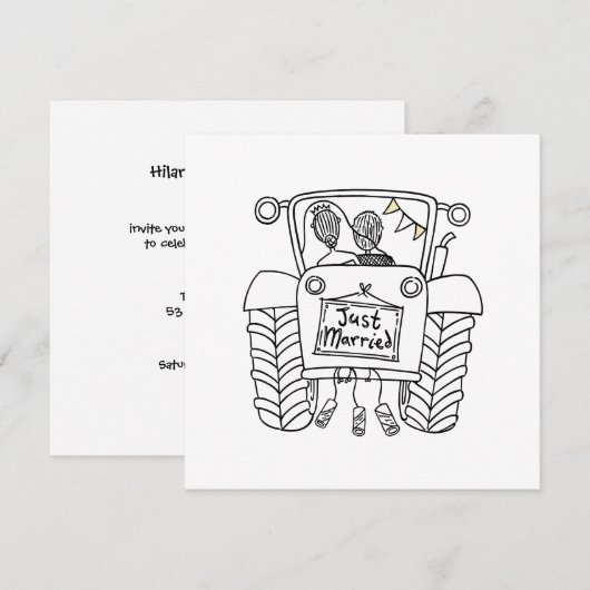 Aankondiging voor Aangepaste landbruiloft tractor (Voorkant / Achterkant)