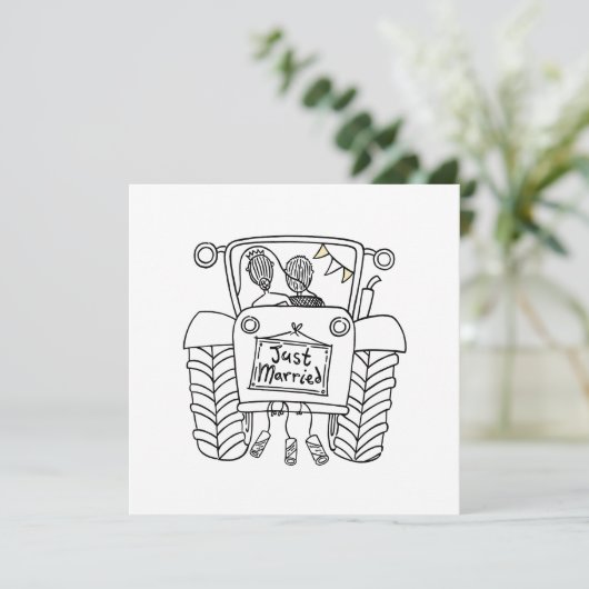 Aankondiging voor Aangepaste landbruiloft tractor (Staand voorkant)