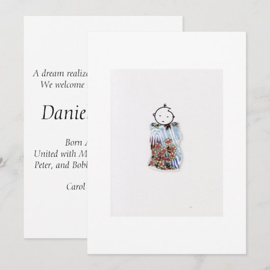 Aankondiging voor adoptie van snoepgoed (Voorkant / Achterkant)