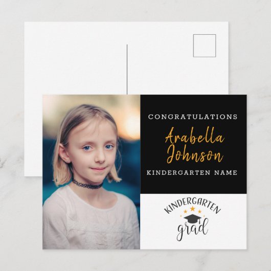 Aankondiging voor Afstuderen fotoKindergarten Briefkaart (Voorkant / Achterkant)