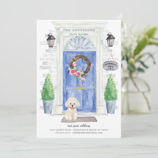 Aankondiging voor beweging van witte portier voora (Staand voorkant)