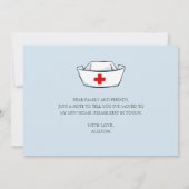 Aankondiging voor blauwe verplaatsing van zuster P (Achterkant)