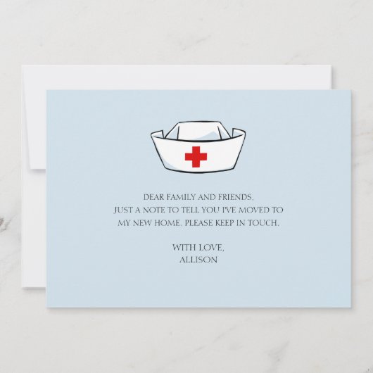 Aankondiging voor blauwe verplaatsing van zuster P (Achterkant)