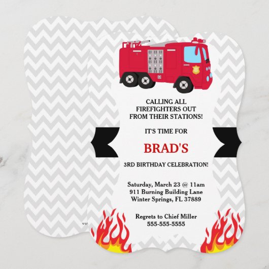 Aankondiging voor brandbestrijding in brandweeraut (Voorkant / Achterkant)