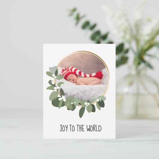 Aankondiging voor de eerste kerstbevalling van de  briefkaart (Staand voorkant)