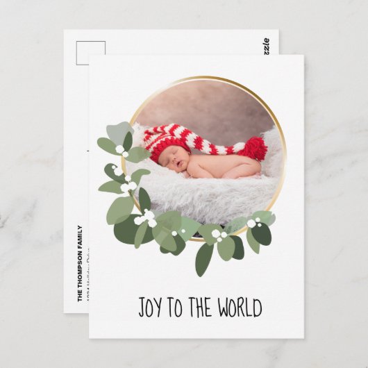 Aankondiging voor de eerste kerstbevalling van de  briefkaart (Voorkant / Achterkant)