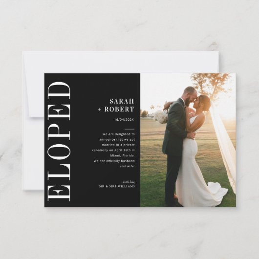 Aankondiging voor de zwarte en witte bruiloft (Voorkant)