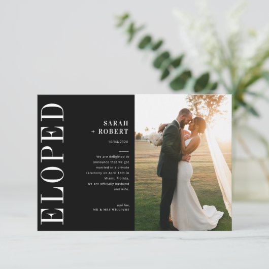 Aankondiging voor de zwarte en witte bruiloft (Staand voorkant)