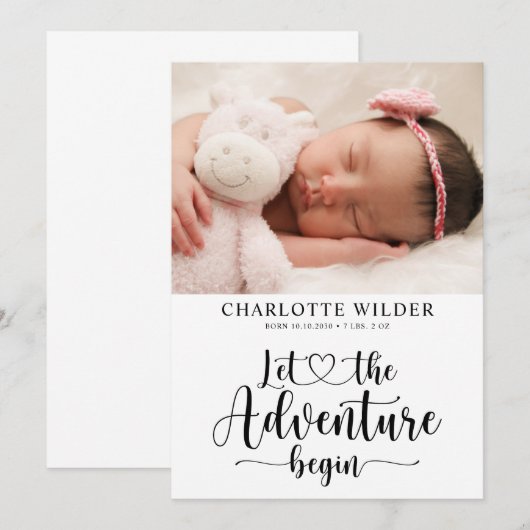 Aankondiging voor geboorte van een pasgeboren foto (Voorkant / Achterkant)