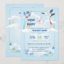 aankondiging voor nieuwe babyjongen. Uitnodiging