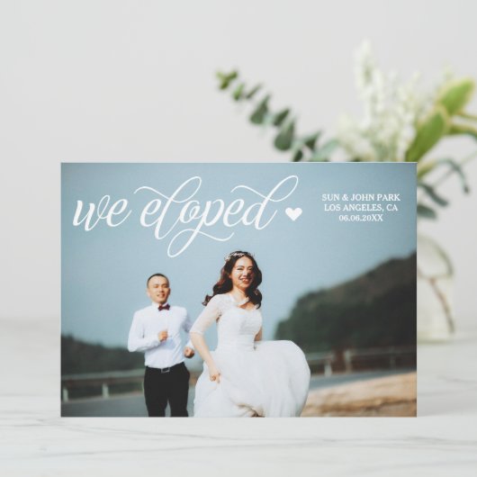 Aankondiging voor scriptbedekking foto-elopement (Staand voorkant)