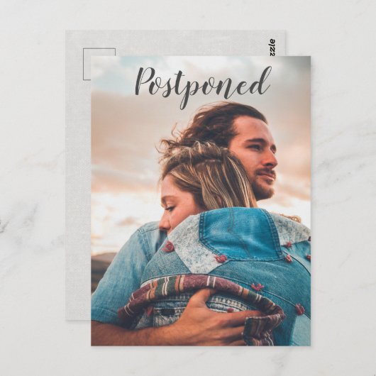 Aankondiging voor uitstel van het huwelijk briefkaart (Voorkant / Achterkant)