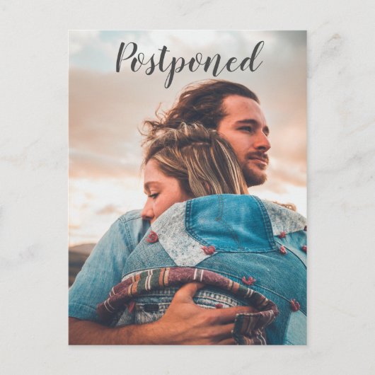 Aankondiging voor uitstel van het huwelijk briefkaart (Voorkant)