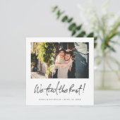 Aankondiging voor weddenschap met foto (Staand voorkant)