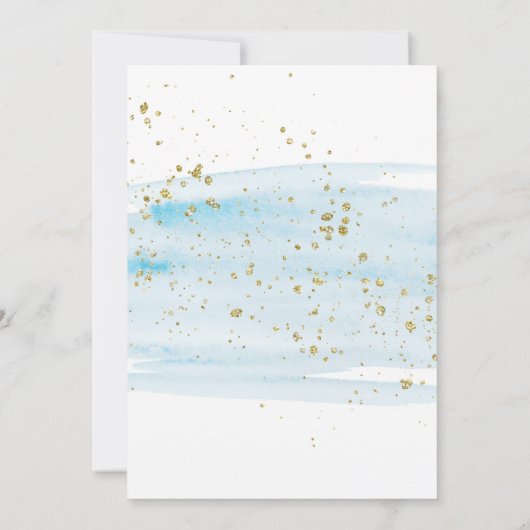 Aankondiging waterverf Blue & Gold Photo Birth (Achterkant)