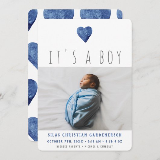 Aankondiging waterverf Blue Hearts (Voorkant / Achterkant)