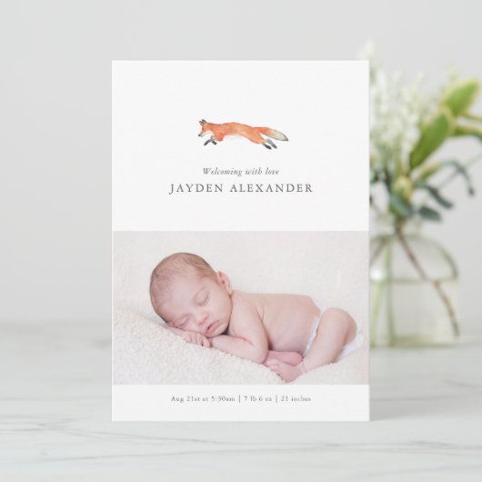 Aankondiging waterverf Fox Birth (Staand voorkant)